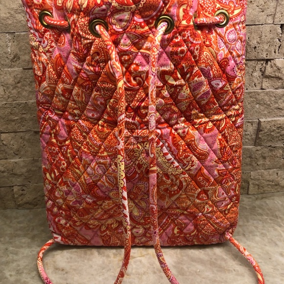 Very Bradley NEW backpack in orange paisley design - Picture 5 of 6